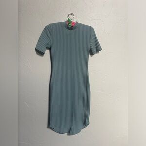 Teal Ribbed Bodycon Dress